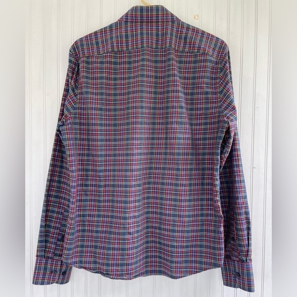 UNTUCKit Men's Red Blue Plaid Walker Road Long Sleeve Button Down Size Medium - Picture 2 of 7